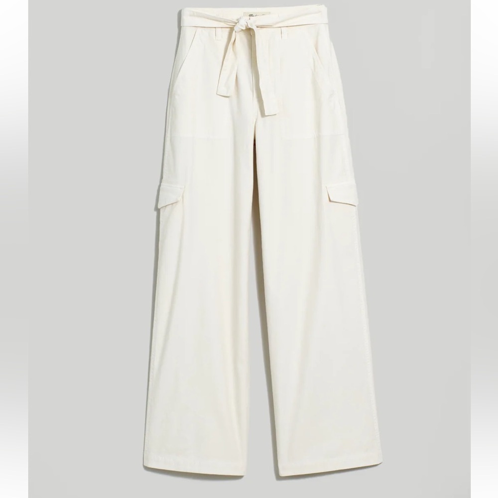 Madewell Griff Superwide Leg Cargo Pants Vintage Canvas Cream size 25 NWT - Picture 4 of 12
